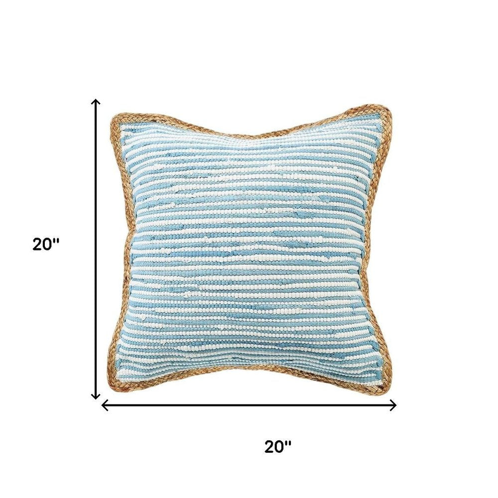 Set of Two 20" Blue Beach Striped Throw Pillows