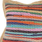 Set of Two 20" Blue Red And Natural Striped Cotton And Jute Throw Pillows