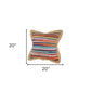 Set of Two 20" Blue Red And Natural Striped Cotton And Jute Throw Pillows