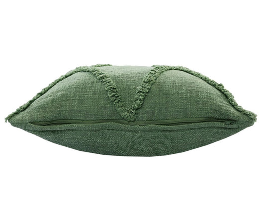 Set of Two 20" Forest Green Geometric Throw Pillows with Tufts