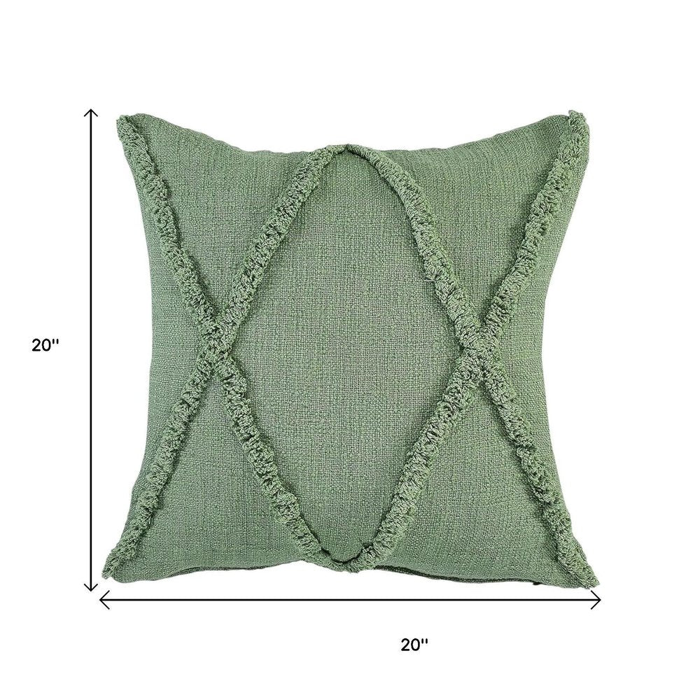 Set of Two 20" Forest Green Geometric Throw Pillows