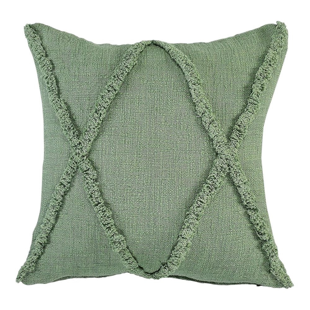Set of Two 20" Forest Green Geometric Throw Pillows with Tufts