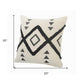 Set of Two 20" Natural And Black Geometric Cotton Throw Pillows with Texture