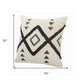 Set of Two 20" Natural And Black Geometric Cotton Throw Pillows with Texture