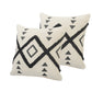 Set of Two 20" Natural And Black Geometric Cotton Throw Pillows with Texture
