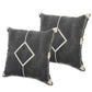 Set of Two 20" Black And Off White Diamond Cotton Throw Pillows