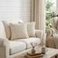 Set of Two 20" Ivory And Natural Striped Cotton And Jute Throw Pillows