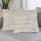 Set of Two 20" Ivory And Natural Striped Cotton And Jute Throw Pillows