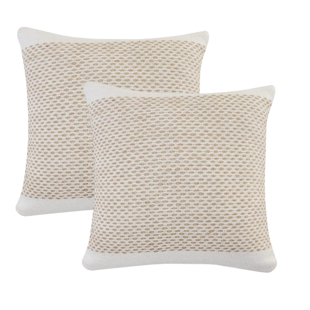Set of Two 20" Natural Striped Throw Pillows