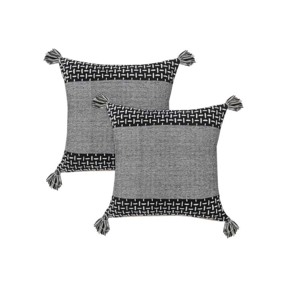 Set of Two 20" Gray Geometric Throw Pillows