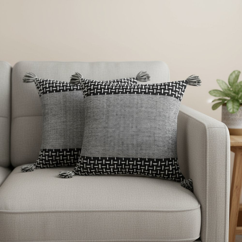 Set of Two 20" Gray Geometric Throw Pillows