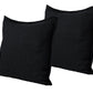 Set of Two 20" Black Cotton Throw Pillows with Fringe
