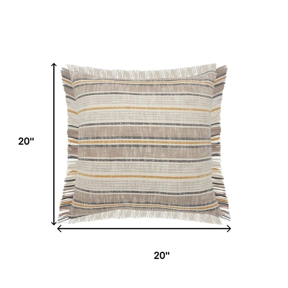 Set of Two 20" Mustard Striped Throw Pillows