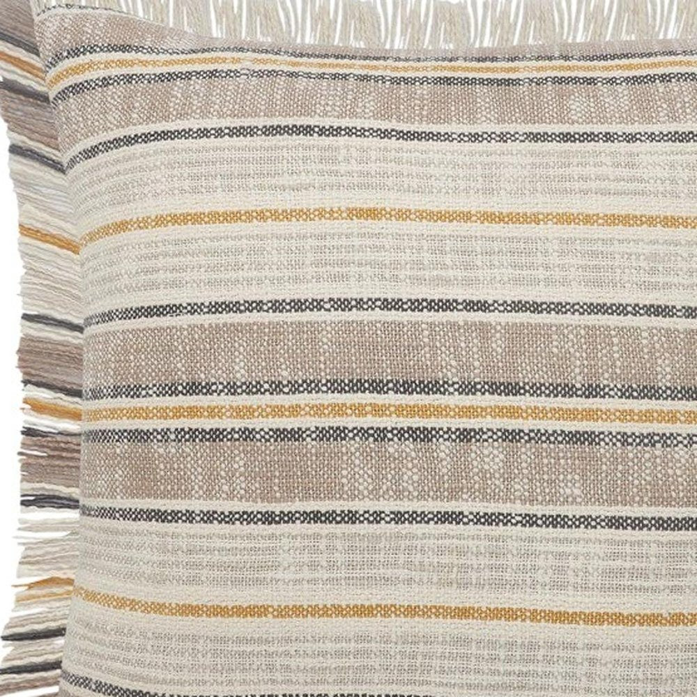 Set of Two 20" Mustard Striped Throw Pillows