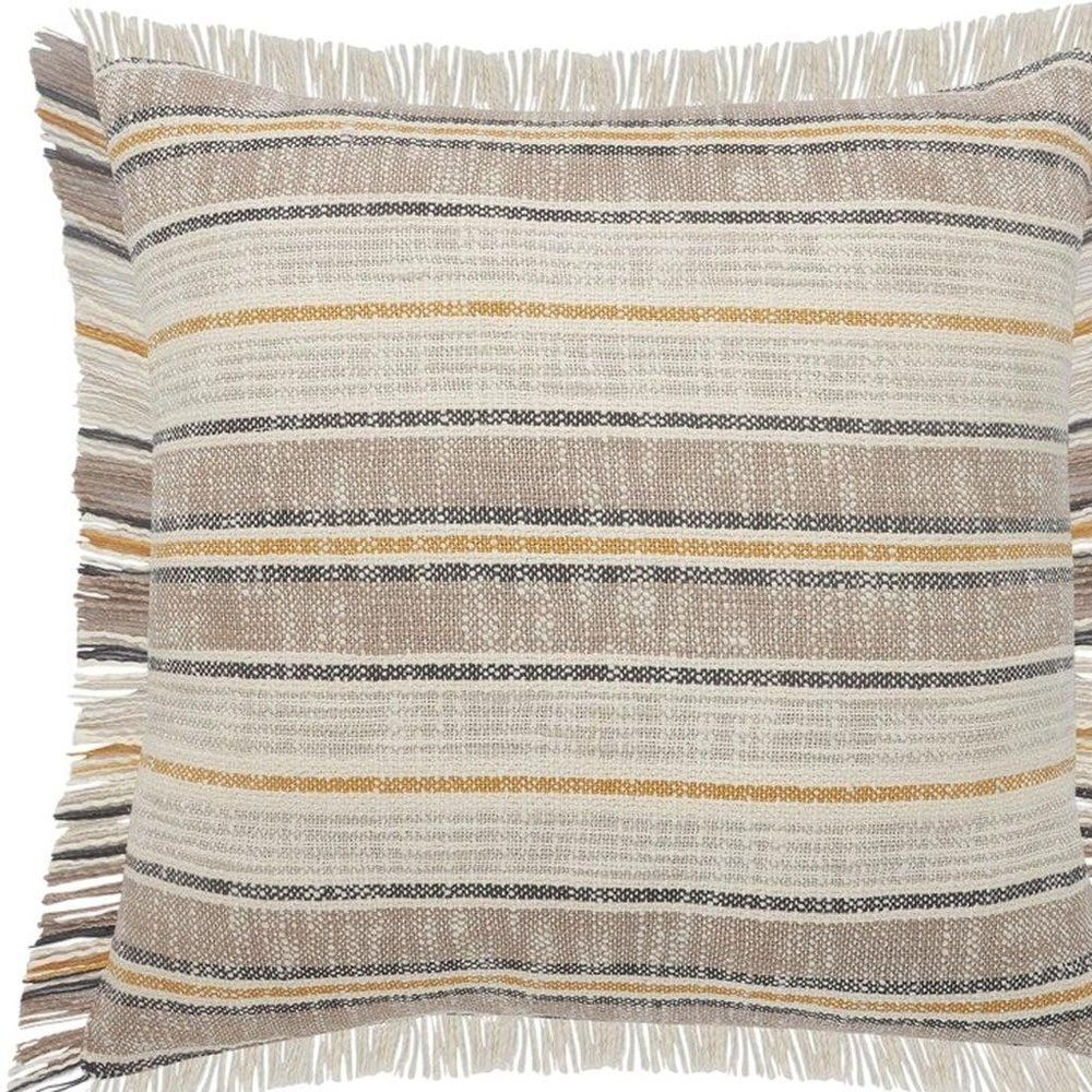 Set of Two 20" Mustard Striped Throw Pillows