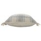 Set of Two 20" Off White And Gray Plaid Cotton Throw Pillows with Fringe