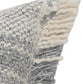 Set of Two 20" Off White And Gray Plaid Cotton Throw Pillows with Fringe