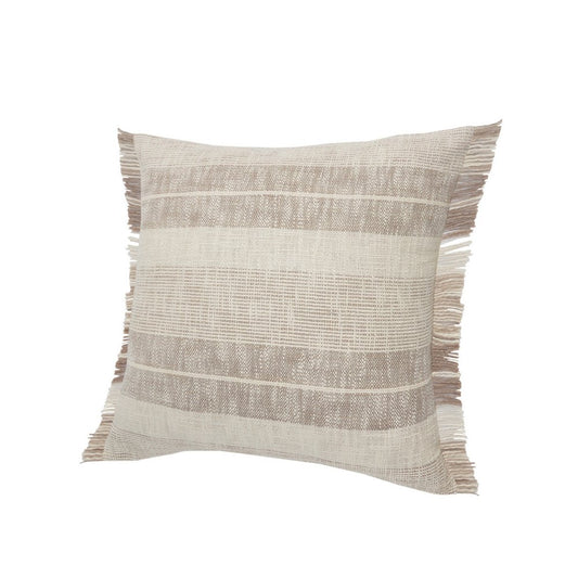 Set of Two 20" Cream Striped Throw Pillows