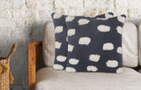 Set of Two 20" Dark Blue And Natural Polka Dot Cotton Throw Pillows with Texture