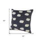 Set of Two 20" Dark Blue And Natural Polka Dot Cotton Throw Pillows with Texture