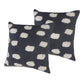 Set of Two 20" Dark Blue And Natural Polka Dot Cotton Throw Pillows with Texture
