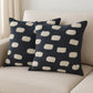 Set of Two 20" Dark Blue And Natural Polka Dot Cotton Throw Pillows with Texture