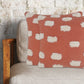 Set of Two 20" Orange And Natural And Orange Polka Dot Cotton Throw Pillows with Pompoms