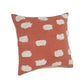 Set of Two 20" Orange And Natural And Orange Polka Dot Cotton Throw Pillows with Pompoms