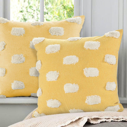 Set of Two 20" Yellow Striped Throw Pillows