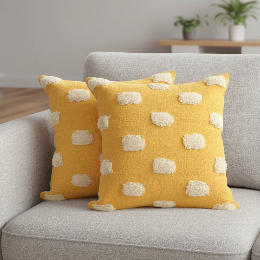 Set of Two 20" Yellow Striped Throw Pillows