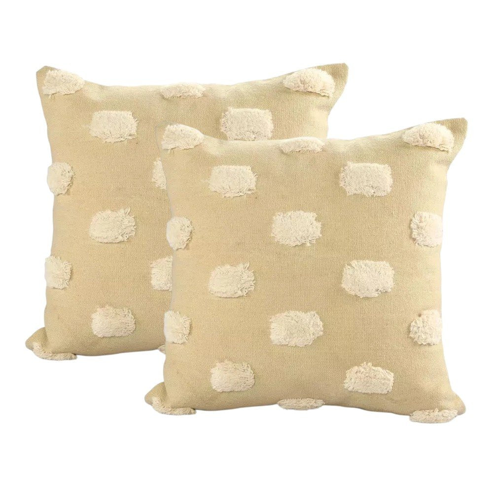 Set of Two 20" Cream Striped Throw Pillows