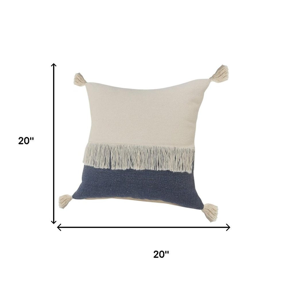 Set of Two 20" Indigo Color Block Throw Pillows