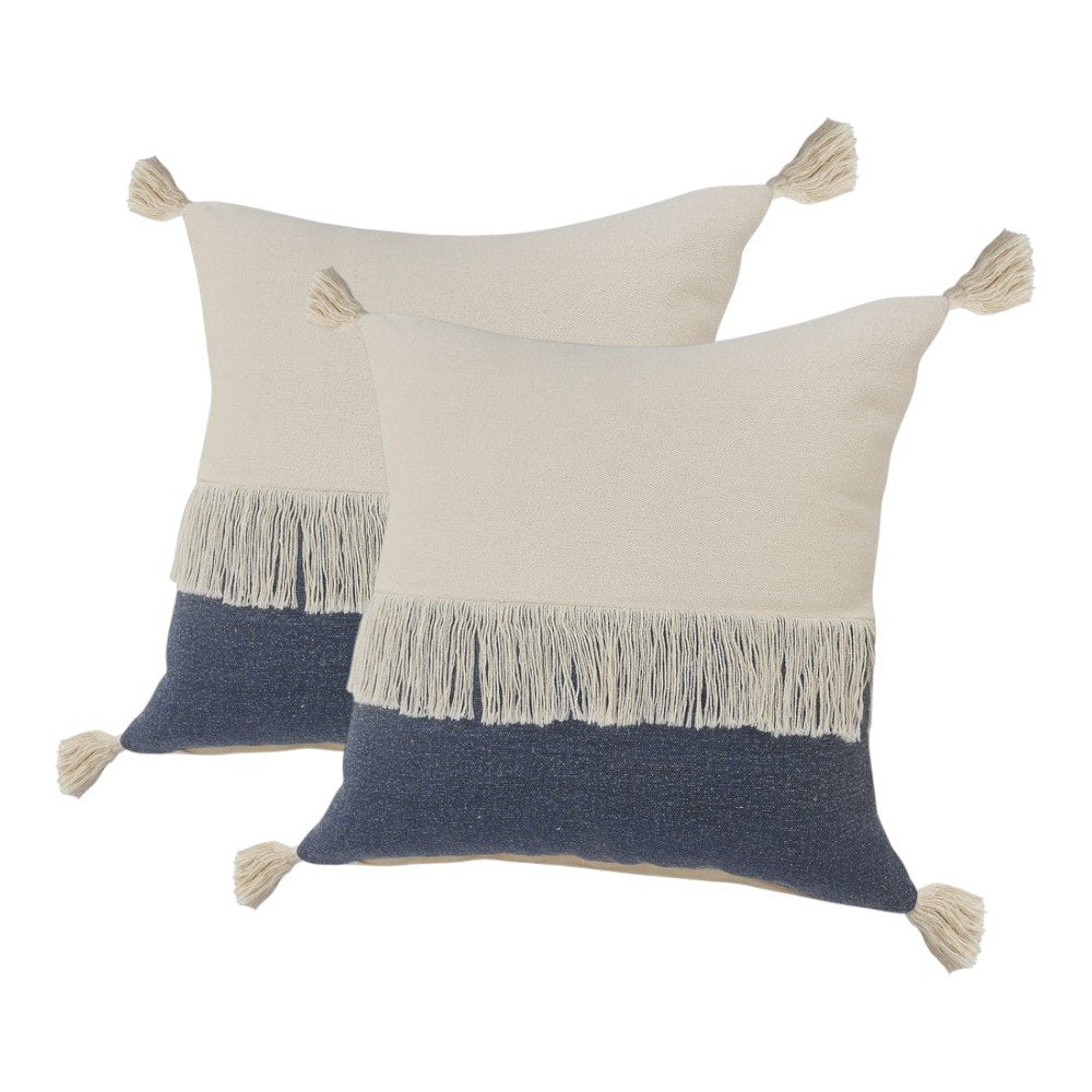 Set of Two 20" Indigo Color Block Throw Pillows
