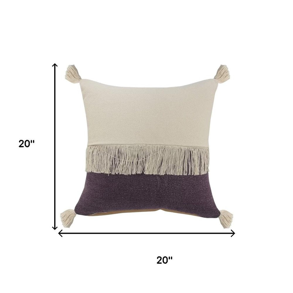 Set of Two 20" Purple Color Block Throw Pillows