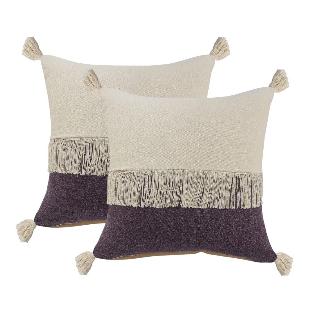 Set of Two 20" Purple Color Block Throw Pillows