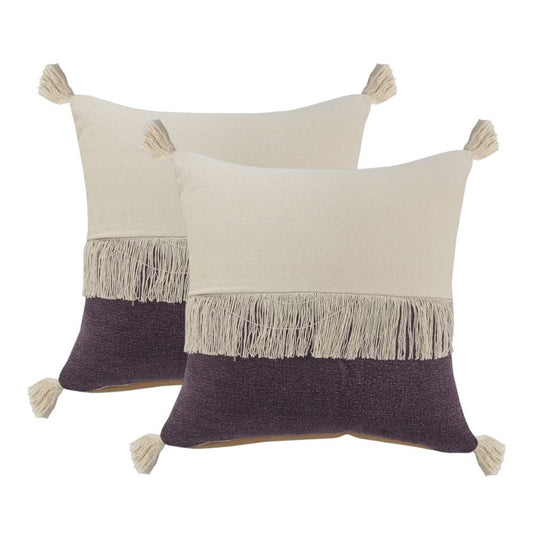Set of Two 20" Purple Color Block Throw Pillows