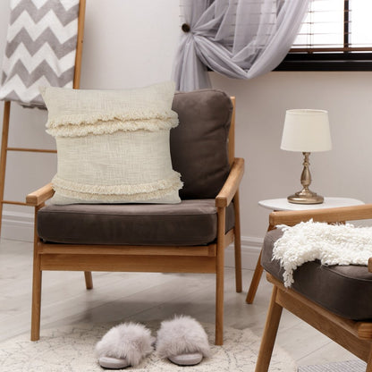 Set of Two 20" Cream Throw Pillows