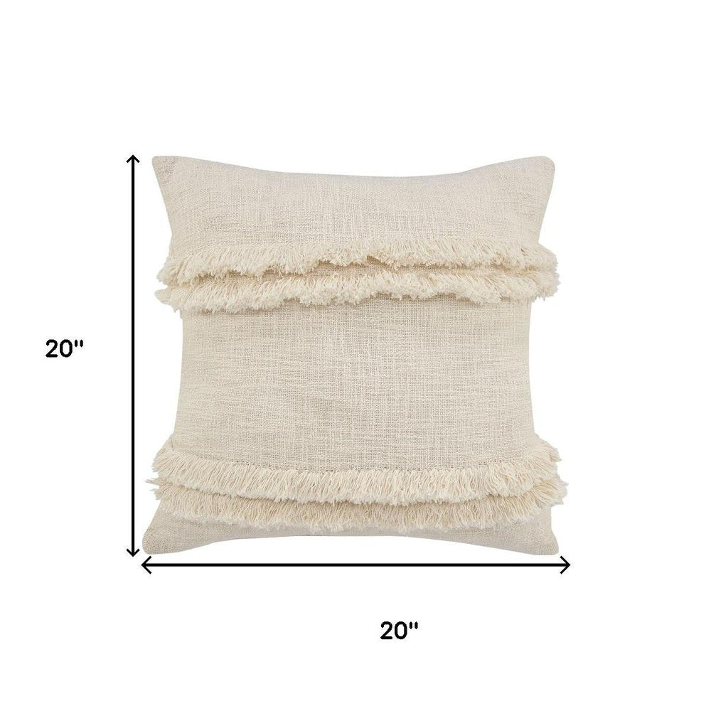 Set of Two 20" Cream Throw Pillows