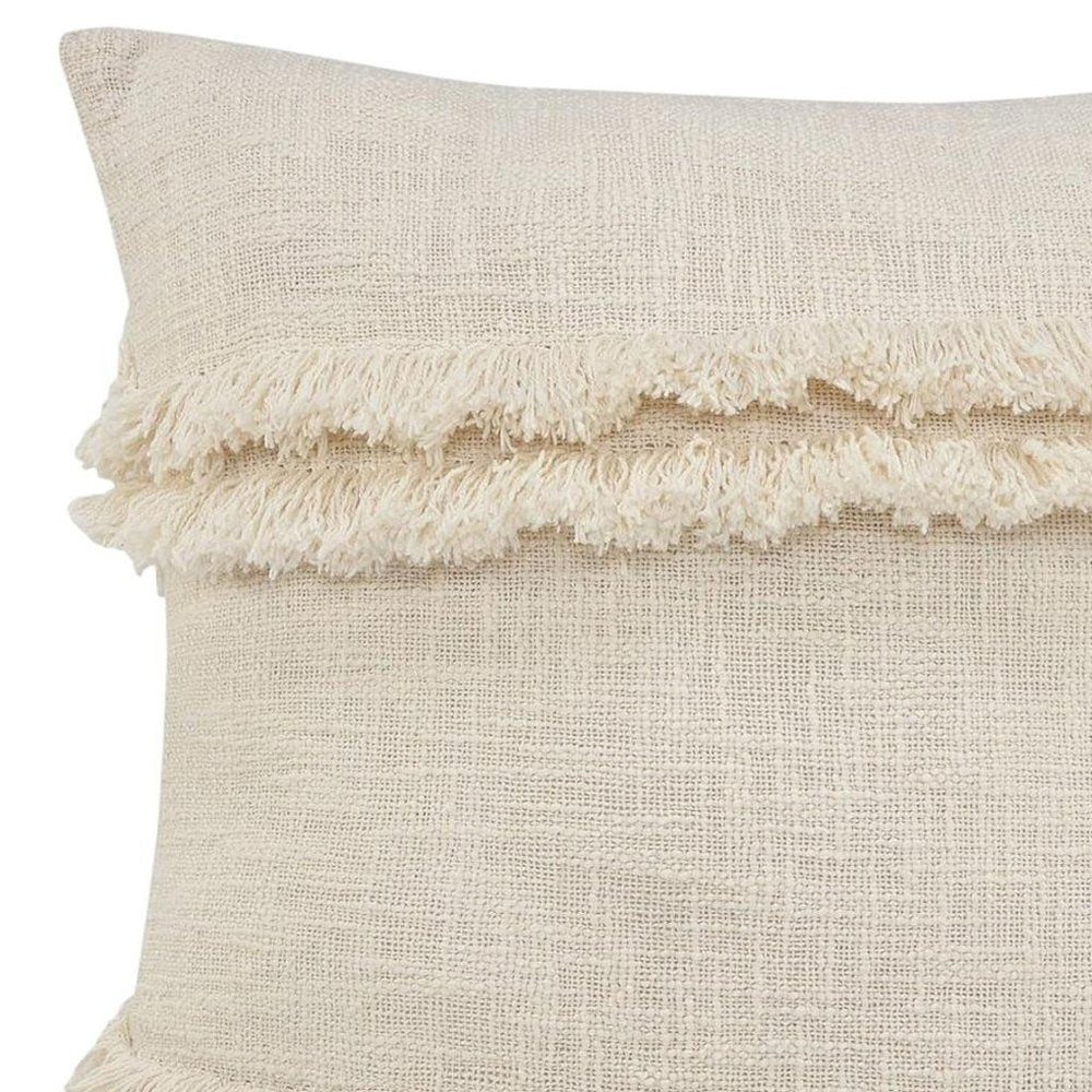 Set of Two 20" Cream Throw Pillows