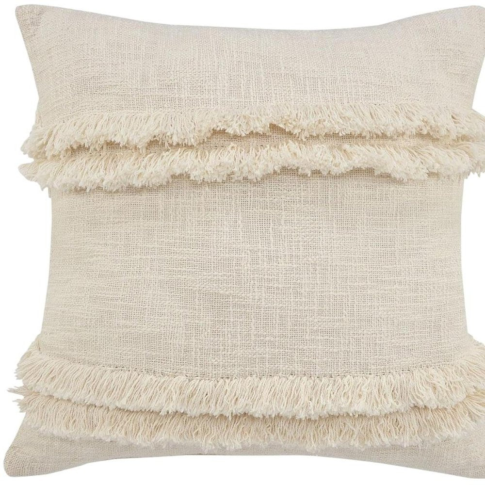 Set of Two 20" Cream Throw Pillows