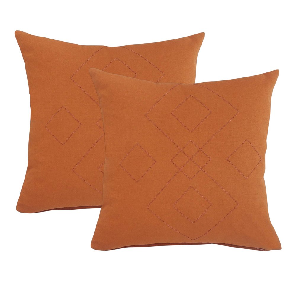 Set of Two 20" Golden Brown Geometric Throw Pillows