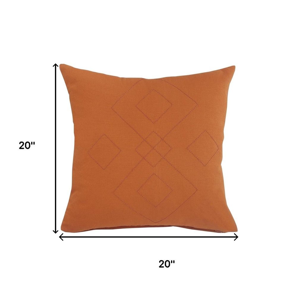 Set of Two 20" Golden Brown Geometric Throw Pillows