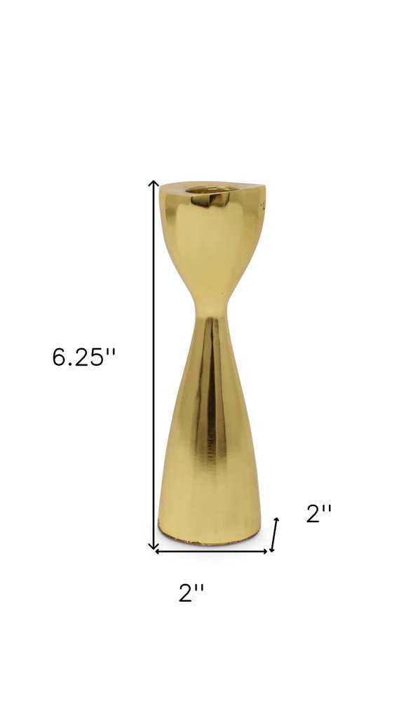 6" Gold Stainless Steel Tabletop Taper Candlestick