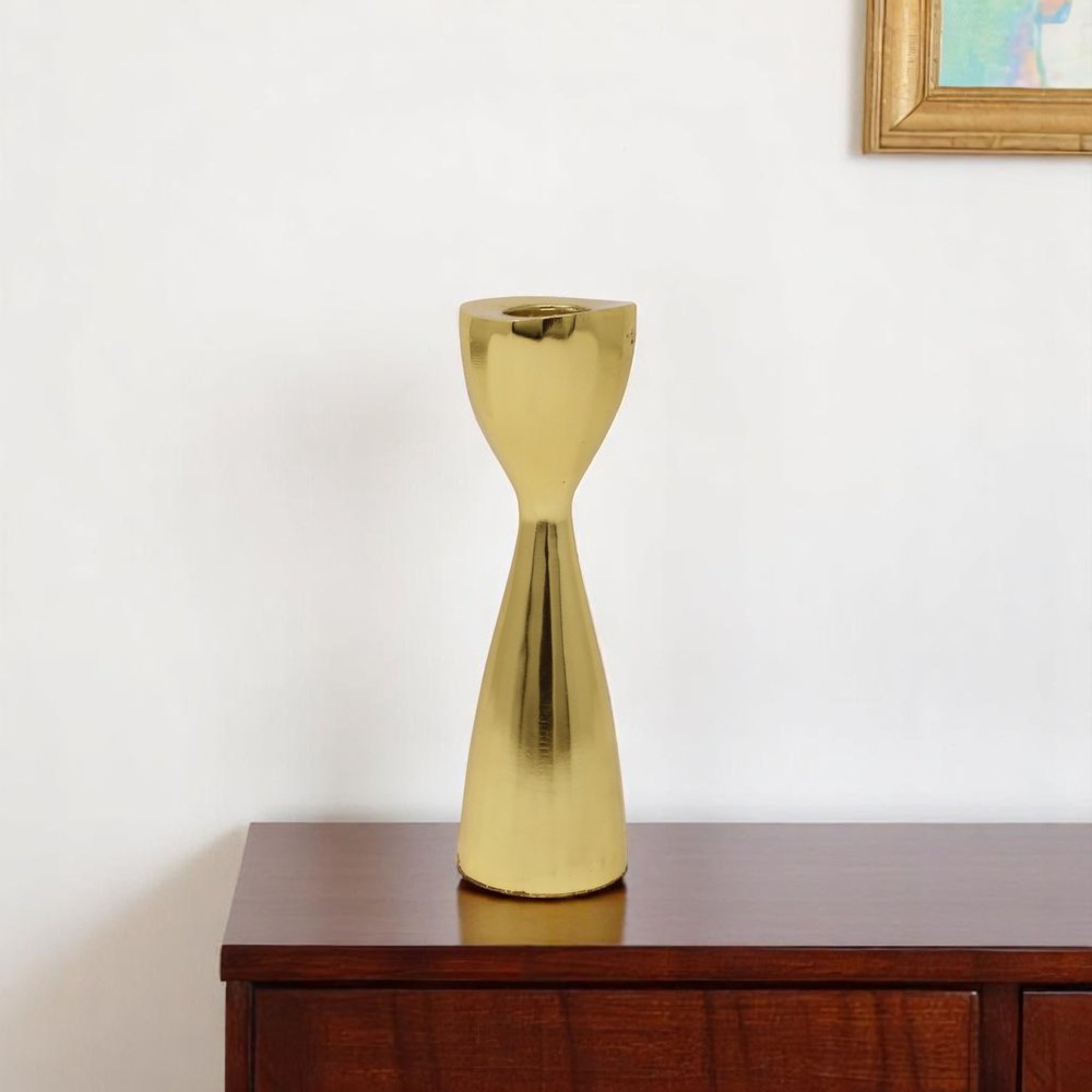 6" Gold Stainless Steel Tabletop Taper Candlestick