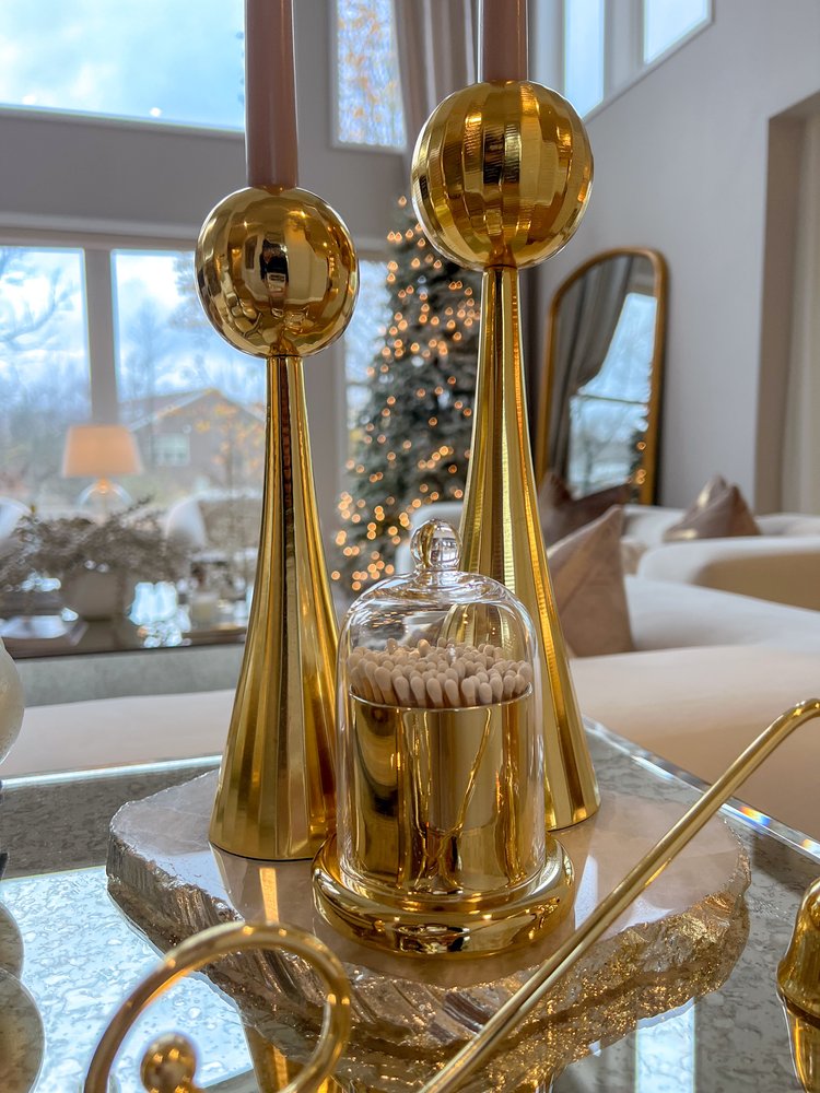 10" Gold Stainless Steel Tabletop Taper Candlestick