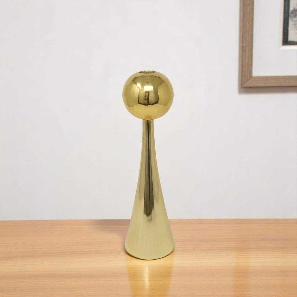 10" Gold Stainless Steel Tabletop Taper Candlestick