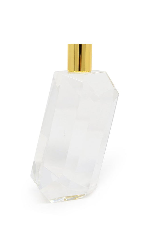 7" Clear And Gold Geo Faceted Crystal Tabletop Taper Candlestick