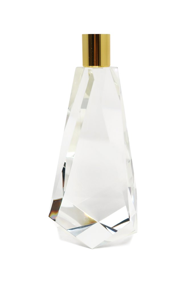 8" Clear And Gold Geo Faceted Crystal Tabletop Taper Candlestick