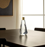 8" Clear And Gold Geo Faceted Crystal Tabletop Taper Candlestick