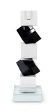 9" Black And Clear Crystal Tabletop Taper Candlestick